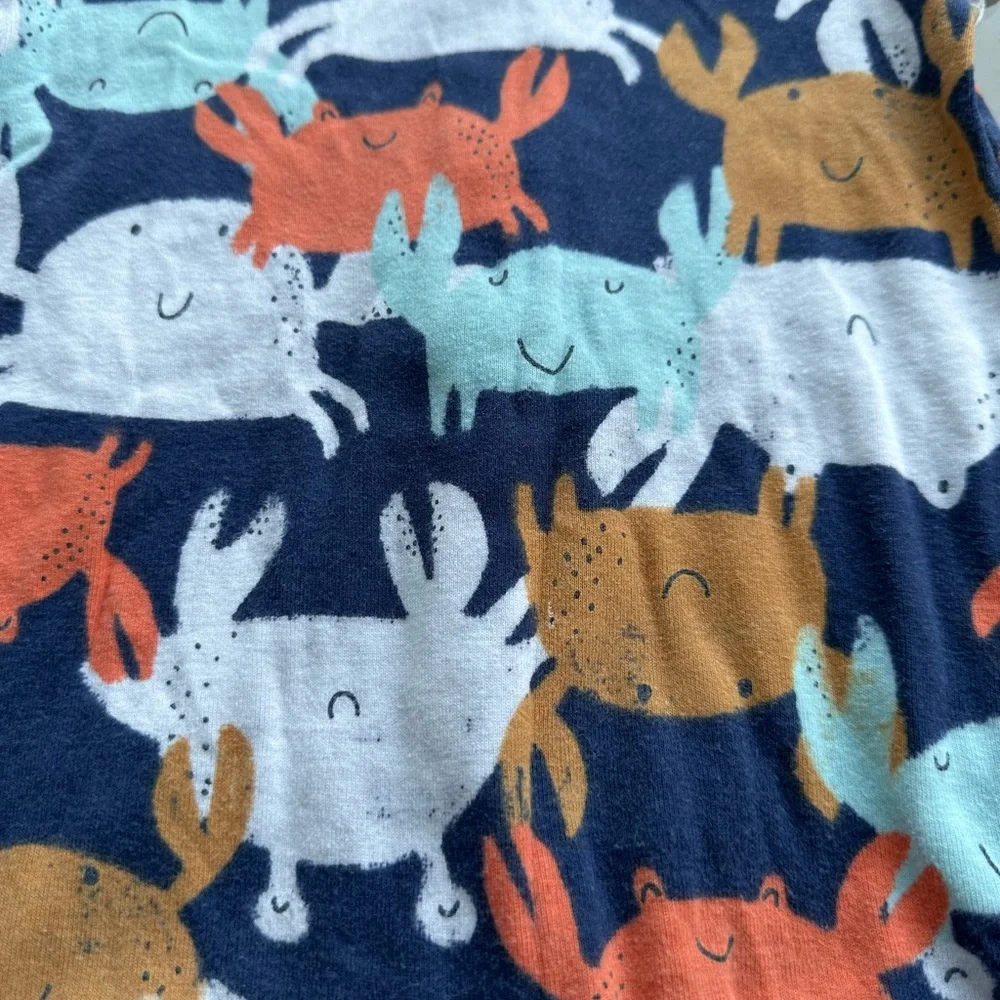 Carter’s Baby Crabs Snap Up Short Sleeve Romper in Navy/White - Size 9 Months